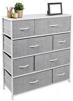 Sorbus Dresser with 8 Drawers - Furniture Storage Chest Tower Unit for Bedroom, Hallway, Closet, Office Organization - Steel Frame, Wood Top, Easy Pull Fabric Bins (White) : Baby