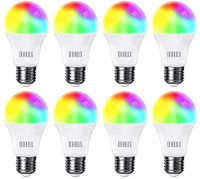 OHLUX Smart WiFi LED Light Bulbs 100W Equivalent 900Lumen Compatible with Alexa and Google Home (No Hub Required), RGBCW Multi-Color, Warm to Cool White Dimmable, 9W E26 A19 Color Changing Bulb-8PACK