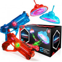 Power Your Fun Laser Launchers Laser Tag for Kids - Infrared Laser Tag Shooting Game Set with 2 Toy Guns and 2 LED Flying Toy Targets: Toys & Games