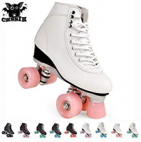CHSSIH Roller Skates for Women,Outdoor Skates for Men/Girls,Adults Quad Roller Shoes,Unisex High-Top Artificial Leather Classic Double Line Skates,Suitable for Beginners Indoor and Outdoor,Pink-8: Home & Kitchen