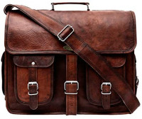 Handmade World Leather Messenger Bag 16 Inch Brown Air cabin Briefcase Leather Cross body Shoulder Large Laptop School bag (12" X 16"): Shoes