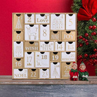 Juegoal Advent Calendar with 25 Drawers Countdown to Christmas, Refillable Wooden Advent Xmas Gift for Kids, 12 Inches Tall: Home & Kitchen