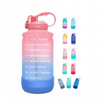 Elvira Large 1 Gallon/128 oz Motivational Time Marker Water Bottle with Straw & Protective Silicone Boot, BPA Free Anti-slip Leakproof for Fitness, Gym and Outdoor Sports-Green/Purple Gradient : Sports & Outdoors