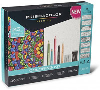 Prismacolor Premier Soft Core Pencils Adult Coloring Book Kit with Blender, Illustration Marker, Eraser, Sharpener and Coloring Booklet, 25 Pieces : Office Products