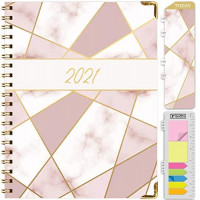 HARDCOVER 2021 Planner: (November 2020 Through December 2021) 8.5"x11" Daily Weekly Monthly Planner Yearly Agenda. Bookmark, Pocket Folder and Sticky Note Set (Pink Mosaic) : Office Products