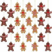 SUSSURRO 24 Pieces Gingerbread Gingerman Christmas Ornaments Clay Figurine Christmas Ornaments Christmas Xmas Tree Hanging Ornament for Holiday Decorations: Home & Kitchen