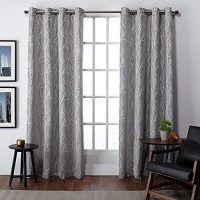 Exclusive Home Curtains Finesse Branch Print Grommet Top Curtain Panel Pair, 54x84, Ash Grey, 2 Count: Home & Kitchen