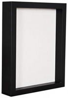 Display Box/Shadow Box Frame Wood deep Depth with Linen Back Easy Hanging, Perfect for Display Photos, Medals, Awards, Tickets (Black, 8x10)