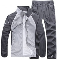 November's Chopin Men's Fitted Exercise Tracksuit Set 2 Pieces Full-Zip Casual Jogging Athletic Workout Sweat Suits: Clothing