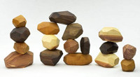 Tumi Ishi 17 Piece Wood Rock Set - Mixed Wood Species - Balancing Blocks - Natural Wood Toy - Organic Jojoba oil and Beeswax Finish - Handmade Wooden Toys - Sensory Toy - USA Made - Personalizable: Handmade