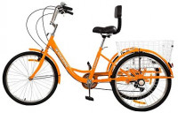 R.ROARING Adult Tricycles Three Wheel Trike Bike Cruiser 7 Speed, 24 inch Wheels, 3 Wheel Bicycles Cruise Trike with Cargo Basket for Seniors, Women, Men (Orange) : Sports & Outdoors
