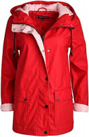 URBAN REPUBLIC Women's Lightweight Vinyl Hooded Raincoat Jacket (Red, 1X): Clothing