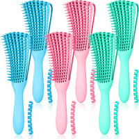 6 Pieces Detangling Brush for Afro America/African Hair Textured 3a to 4c Kinky Wavy/Curly/Coily/Wet/Dry/Oil/Thick/Long Hair, Knots Detangler Easy to Clean (Blue black pink) : Beauty