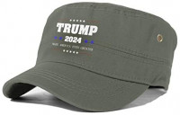 Trump 2024 Make America Even Greater Adjustable Army Cap Baseball Cap Cadet Flat Hat Cap Moss Green at Men’s Clothing store