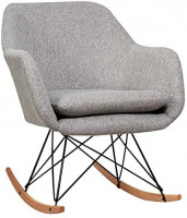 Giantex Accent Rocking Chair with Cushion, Upholstered Rocking Arm Chair w/Solid Steel Wood Leg, Modern Rocker Chair for Balcony, Bedroom (1, Grey): Kitchen & Dining