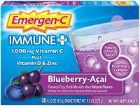 Emergen-C Immune+ Vitamin C 1000mg Powder, Plus Vitamin D And Zinc (30 Count, Blueberry Acai Flavor, 1 Month Supply), Immune Support Dietary Supplement Fizzy Drink Mix, Antioxidants & Electrolytes: Health & Personal Care