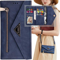 Galaxy A21S Wallet Case for Women with Shoulder Strap,Auker 9 Card Holder Kickstand Crossbody Wallet Phone Case Clutch with Money Pocket Folio Flip Leather Magnetic Zipper Purse Bag for Samsung A21S