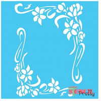 French Corner Flourishes Vintage Stencil Best Vinyl Large Stencils for Painting on Wood, Canvas, Wall, etc.-XS (6" x 8")| Brilliant Blue Color Material