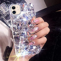 PHEZEN Bling Diamond Samsung Galaxy A20S Case 3D Handmade Glitter Sparkle Bling Rhinestone Case Girls Women,Shiny Crystal Diamond Bumper Protective TPU Case Cover for Galaxy A20S,Clear: Kitchen & Dining