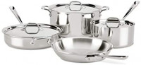 All-Clad 4007AZ D3 Stainless Steel Dishwasher Safe Induction Compatible Cookware Set, Tri-Ply Bonded, 7-Piece, Silver: Kitchen & Dining
