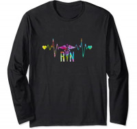 Lovely RN Registered Nurse Tie Dye - Nurse Tshirts for Women Long Sleeve T-Shirt: Clothing