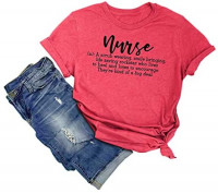 HDLTE Women Nurse Shirt Casual Letter Printed Top Funny Short Sleeve Graphic Shirt for Nurse at Women’s Clothing store