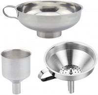 3 Pieces Funnel Durable Stainless Steel Kitchen Funnels with Strainer-Ideal for Transferring of Spices Liquid Powder Bean jam Canning Dishwasher Safe Funnels Set: Kitchen & Dining