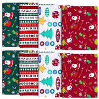 8 Pieces Christmas Theme Cotton Fabric Multi-Color Fabric Patchwork Christmas Tree Fat Quarters Christmas Quilting Fabric Bundles for DIY Crafts Making Home Party Decoration (25 x 25 cm/ 9.8 x 9.8 Inch)