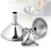 AIEVE Set of 3 Stainless Steel Funnel Kitchen Funnel Small Funnel Funnels for Filling Bottles to Transfer Liquid and Dry Ingredients, Essential Oil, Spices, Powder, Flask, Hot Sauce Bottles, Silver: Kitchen & Dining