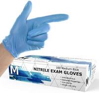 Powder Free Disposable Nitrile Gloves Medium - 100 Pack, Blue - Latex Free, Food Safe Gloves - Medical Exam Gloves, Cleaning Gloves - 3 Mil Thick Extra Stretch: Health & Personal Care