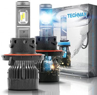 TECHMAX Mini H13 LED Headlight Bulbs,60W 10000Lm 4700Lux 6500K Cool White Extremely Bright 30mm Heatsink Base CREE Chips 9008 Hi/Lo Conversion Kit(of 2): Automotive