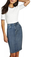 Lexi Womens Super Comfy Perfect Fit Stretch Denim Skirt at Women’s Clothing store
