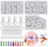 No Touch Door Opener Silicone Resin Molds, 3Pcs Keychain Epoxy Resin Molds with Hole, 4 Keychain, 10 Key Rings and 10 Keychain Tassels, DIY No Touch Door Opener Tool.: Arts, Crafts & Sewing