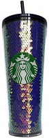 Purple Sequin Glitter Cold Cup Tumbler Holiday 2020 - 24oz.: Tumblers & Water Glasses