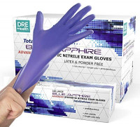Powder Free Disposable Gloves Large - 1000 Pack - Nitrile and Vinyl Blend Material - Extra Strong, 4 Mil Thick - Latex Free, Blue - Medical Exam Gloves, Cleaning Gloves (10 Boxes of 100): Health & Personal Care