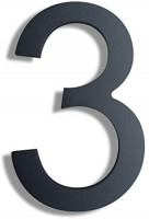 8 Inch High Modern House Numbers - Floating Stainless Steel Home Address Number, Easy to Install, Black Finished, Number 3