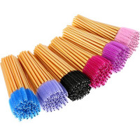 eBoot 300 Pieces Colored Disposable Mascara Wands Eyelash Eye Lash Brush Makeup Applicators Kit (Gold Handle, Multicolor Head): Beauty
