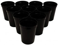 CSBD Stadium 16 oz. Plastic Cups, 10 Pack, Blank Reusable Drink Tumblers for Parties, Events, Marketing, Weddings, DIY Projects or BBQ Picnics, No BPA (Black): Kitchen & Dining
