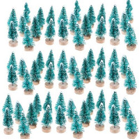 TableRe 50 Pack Miniature Pine Trees Sisal Trees with Wood Base DIY Mini Christmas Trees Desktop Home Decor Christmas Decoration Kids Gift: Home & Kitchen