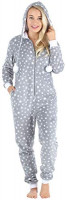 Frankie & Johnny Women's Fleece Non-Footed Onesie Loungewear Pajamas: Clothing