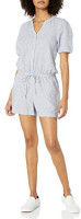 Brand - Goodthreads Women's Washed Linen Blend Button Front Romper: Clothing