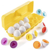 Prextex My First Find and Match Easter Matching Eggs with Yellow Eggs Holder - STEM Toys Educational Toy for Kids and Toddlers to Learn About Shapes and Colors Easter Gift: Toys & Games