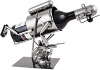 BRUBAKER Wine Bottle Holder Spearfishing, Scuba Diver with Speargun - Metal Sculpture - Wine Rack Decor - Tabletop - with Greeting Card: Home & Kitchen