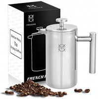 Magicafé French Press Coffee Maker – Single Serve 1 Cup Small Stainless Steel Thermal Double Walled French Press 350ML/12OZ: Kitchen & Dining