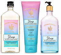 Bath and Body Works Aromatherapy Sleep - LAVENDER SAGE GERANIUM Gift Set - Body Lotion 6.5 oz, Shower Gel Foam Bath 10 oz and Body Cream 8 oz : Beauty