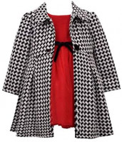 Bonnie Jean Girl's Holiday Christmas Dress and Coat Set for Baby, Toddler and Little Girls: Clothing