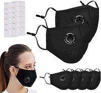 6 PCS Face Protective with 12 Cotton Filter Sheet, Washable Reusable Protective Covering with Breathing valve