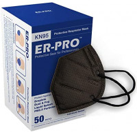 Face Masks 50Count/Box, Color Black (White Lining), NIOSH 99% Filter Efficiency, Liquid & Splash-Resistance Coating, 5 Layers with Nano-Filter, 3-Dimension Fitting, Individual Packed