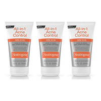 Neutrogena All-In-1 Acne Control Daily Face Scrub to Exfoliate and Treat Acne, Salicylic Acid Acne Treatment, 4.2 fl. oz (Pack of 3): Beauty