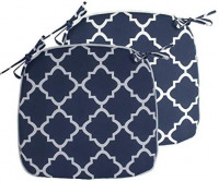 IN4 Care Outdoor Indoor Chair Seat Cushions with Ties Set of 2, Patio Chair Pads 16x17 Inch for Home Office Patio Furniture Garden Decoration (Geometry Navy) : Garden & Outdoor